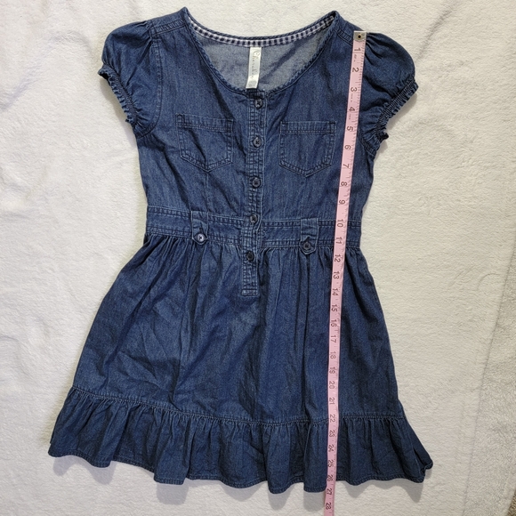 Cherokee Girls Denim Dress Ruffle Puff Sleeve Buttons 100% Cotton Size 7/8 - Picture 10 of 10